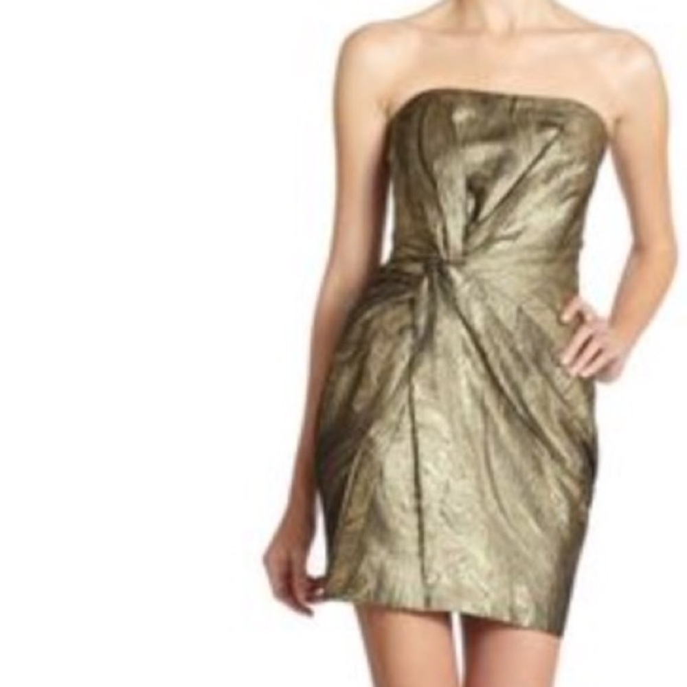 Haute Hippie Strapless Gold/Black Dress